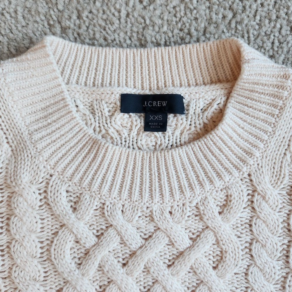 NWOT J. Crew Cotton Cashmere Cable Knit Pullover in Palest Peach RUNS BIG - Picture 2 of 10